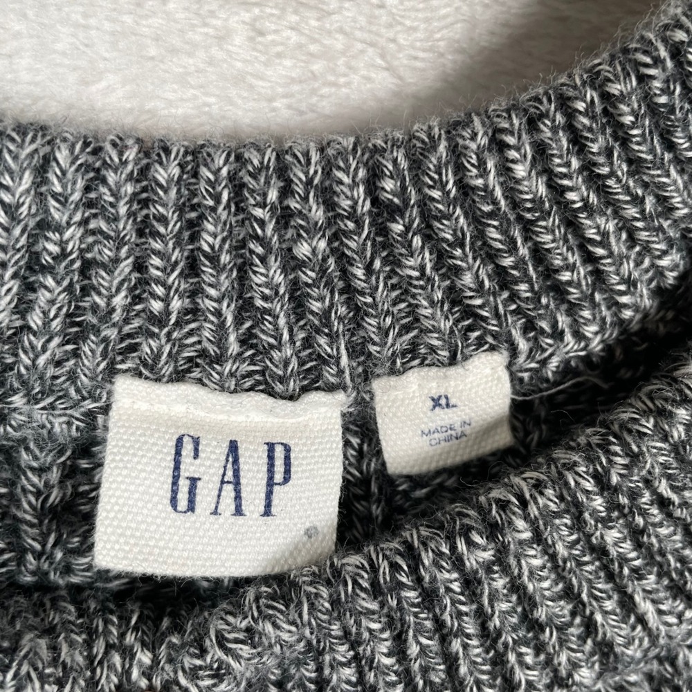 GAP Women Cable Knit Sweater Crew Neck Long Sleeve Gray XL - Picture 3 of 6